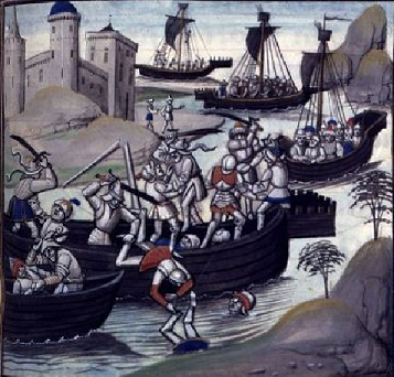 Combats en Égypte entre les Croisés et les Turcs - Guillaume de Tyr – Historia – Bruges - XVe siècle (BNF, Mss.fr. 68)